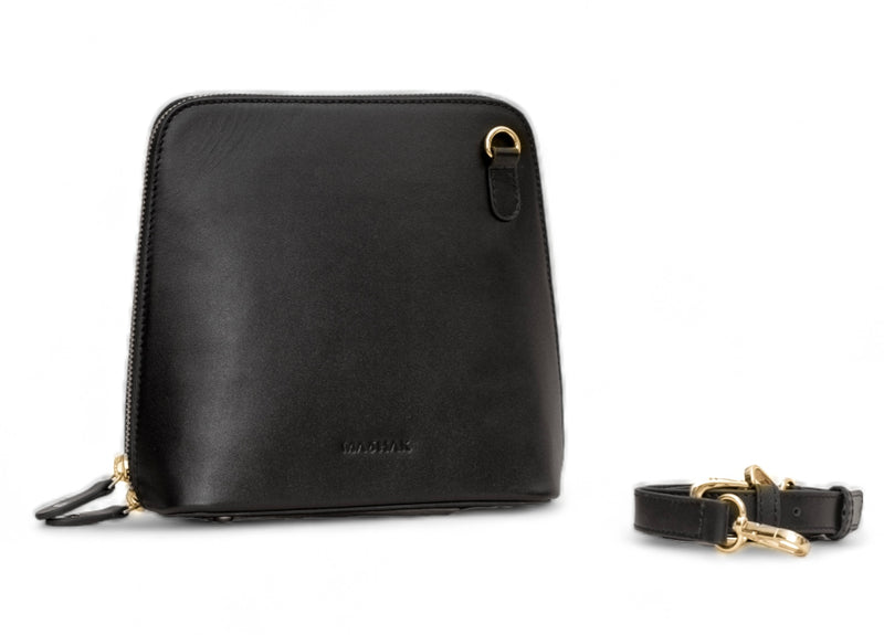 Luxeblend: Full Grain Leather Crossbody Bag (Black)