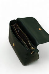 Eva : Pebbled Leather Crossbody Bag (Forest Green)