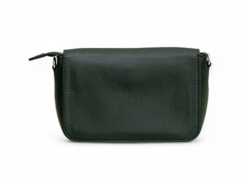 Eva : Pebbled Leather Crossbody Bag (Forest Green)