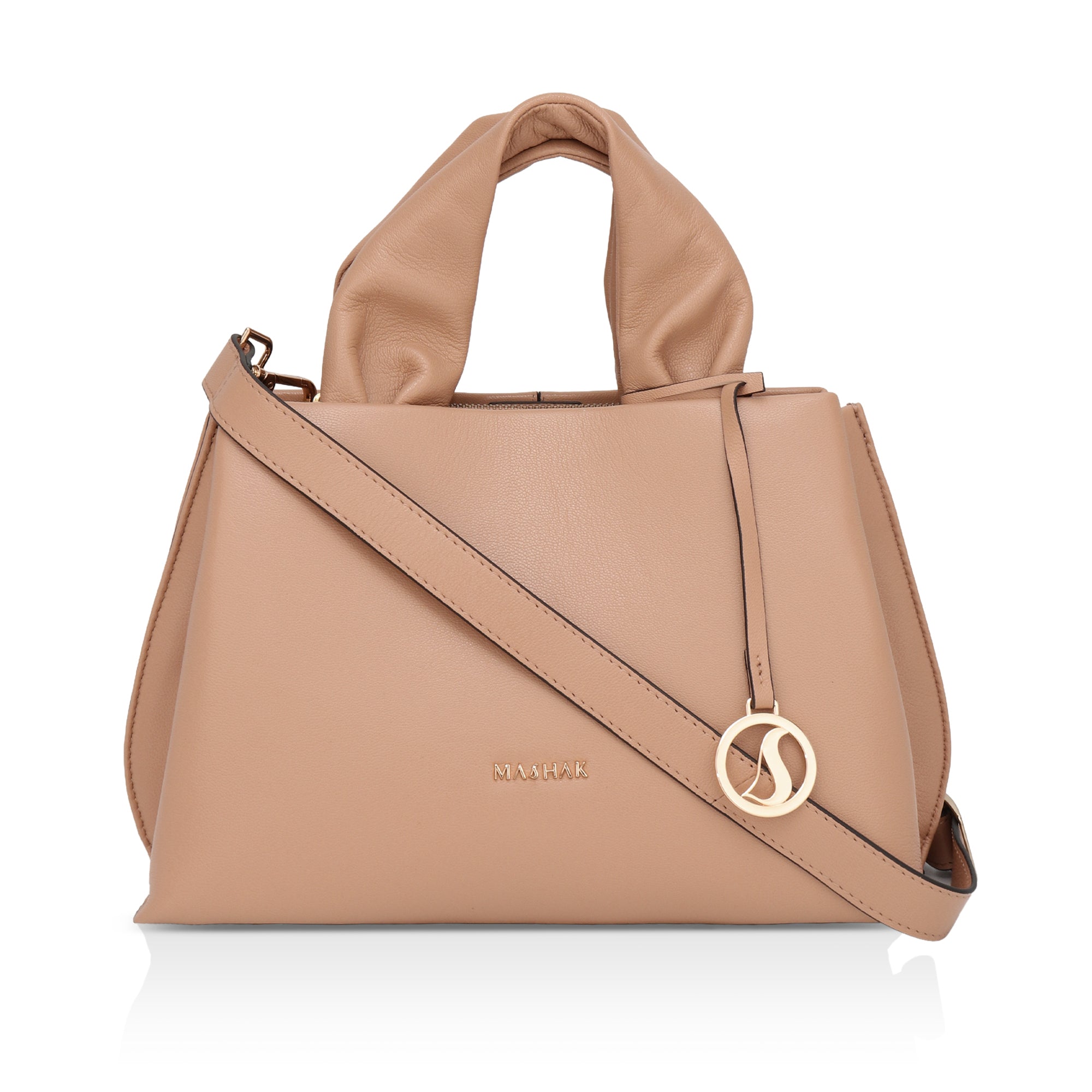 Mia : Napa Leather Handbag (Nude)