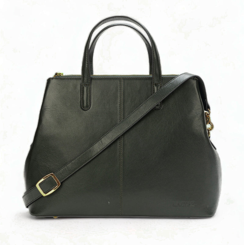 Divino: Napa Leather Laptop Handbag (Dark Green)