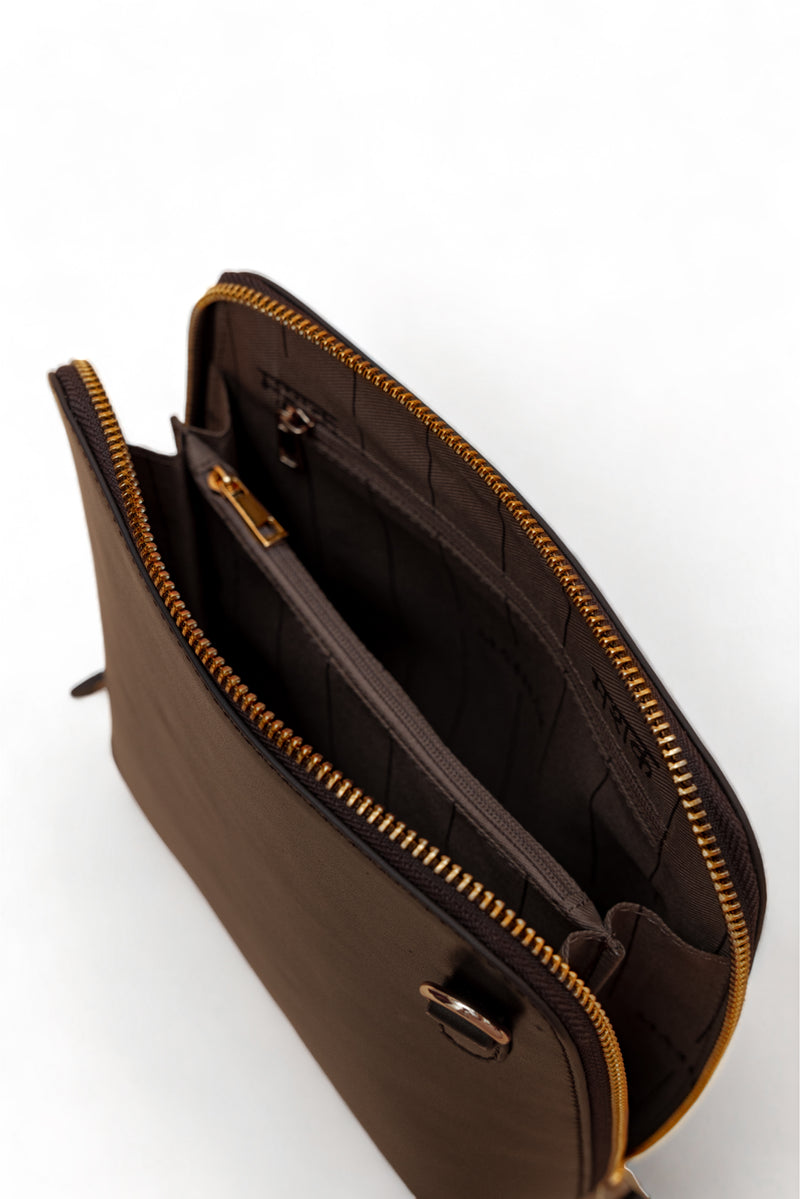 Luxeblend: Full Grain Leather Crossbody Bag (Brown)