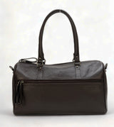 Elité: Pebbled Leather Travel Duffel Bag (Brown)