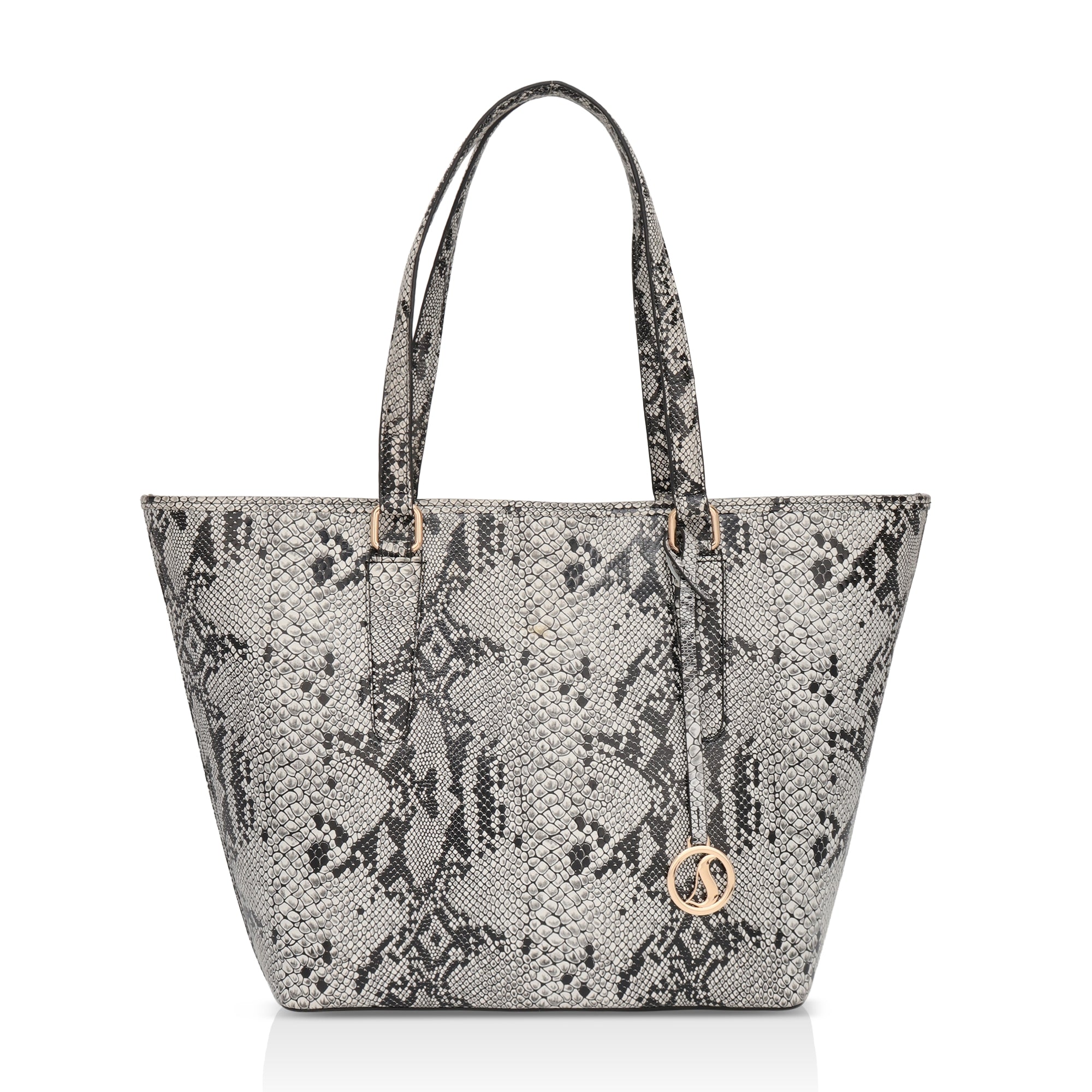 Pinnacle: Italian Leather Laptop Tote Bag (Black and White)