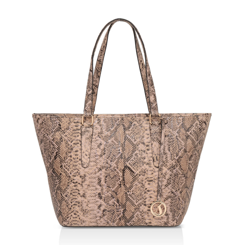 Pinnacle: Italian Leather Laptop Tote Bag (Beige)