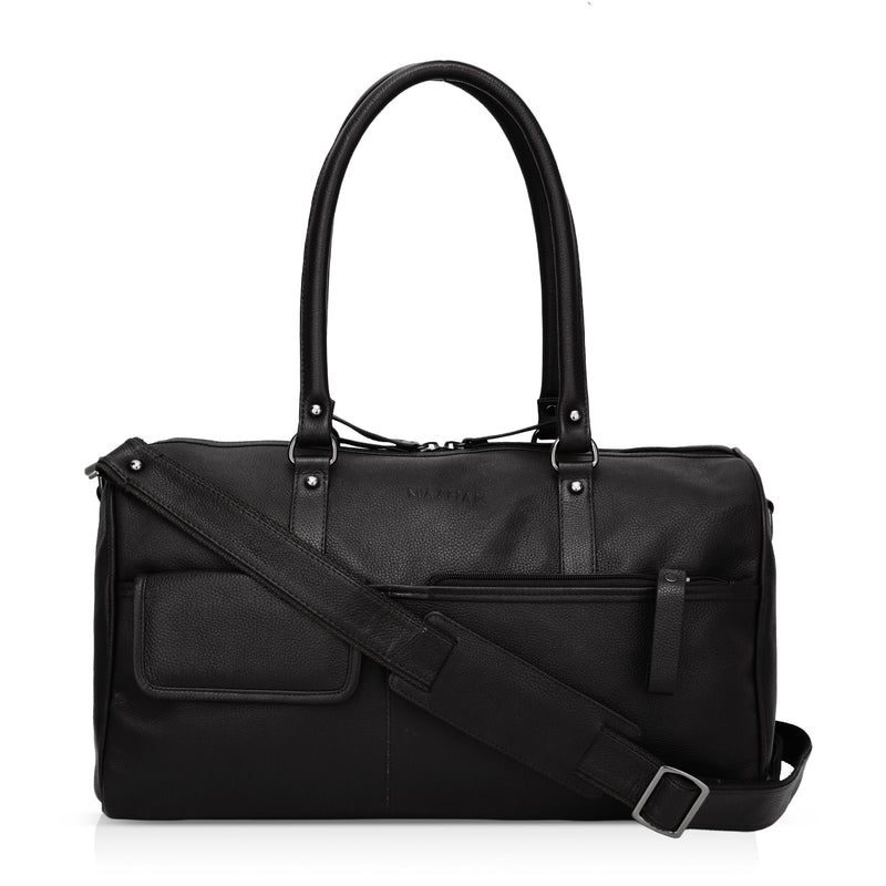 Elité: Pebbled Leather Travel Duffel Bag (Black)