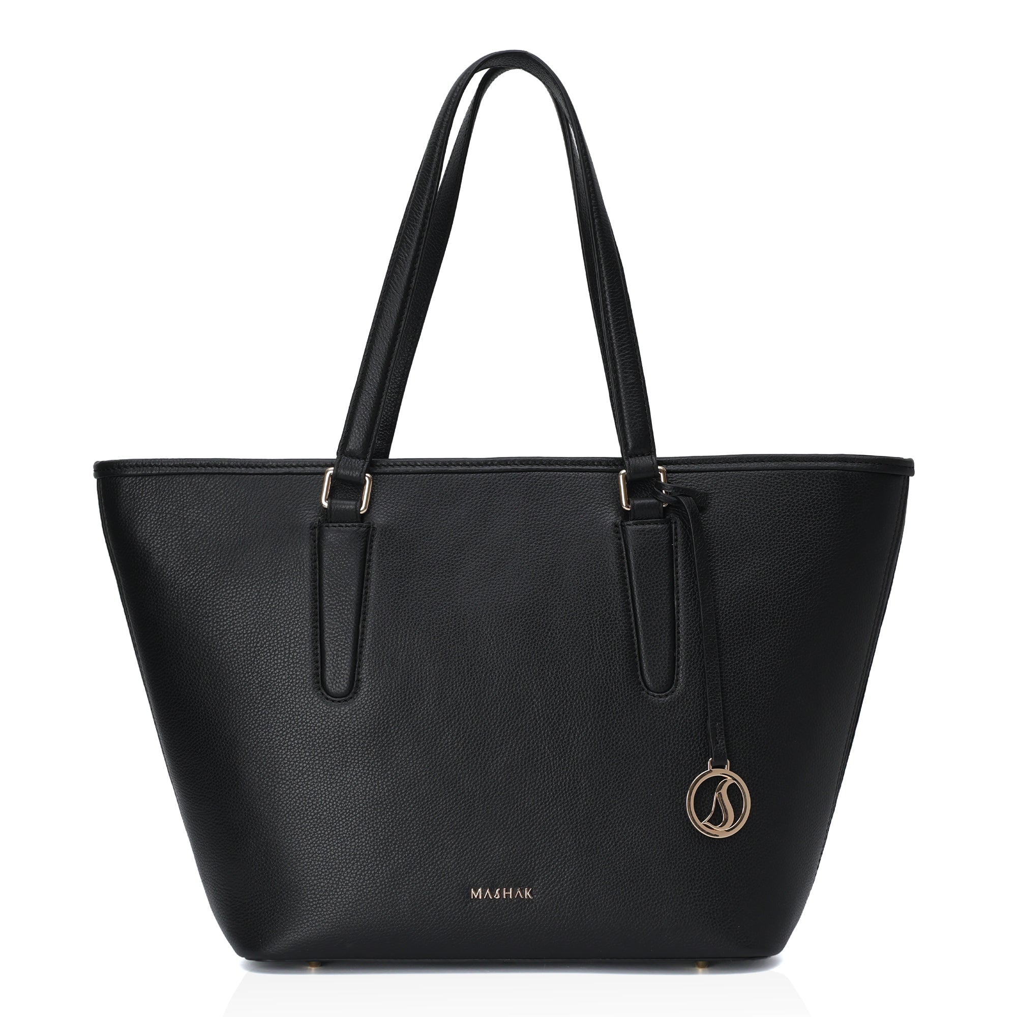 Pinnacle: Pebbled Leather Laptop Tote Bag (Black)
