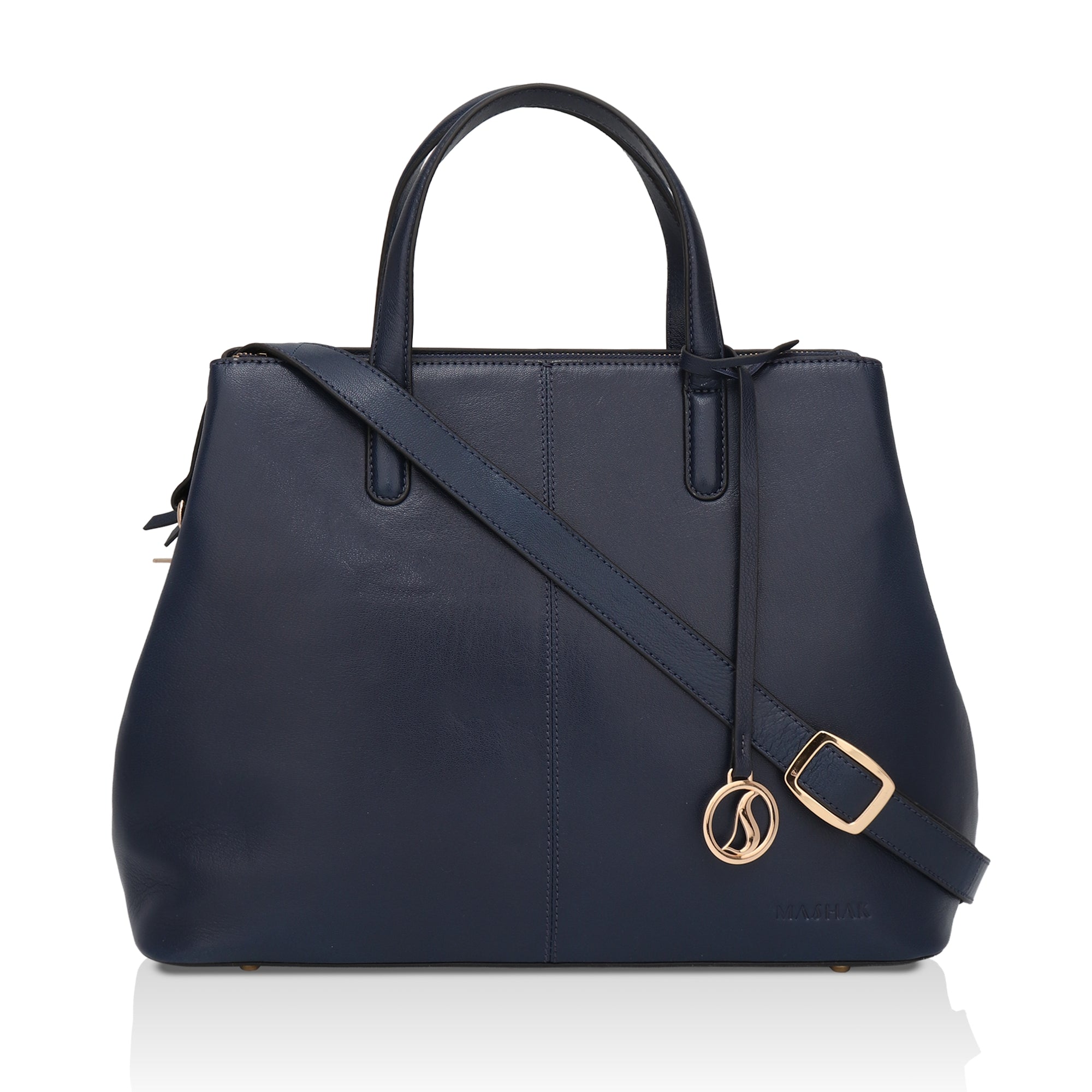 Divino: Napa Leather Laptop Handbag (Navy Blue)