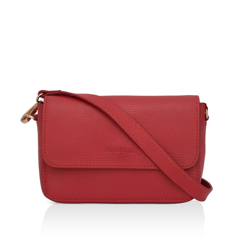 Eva : Pebbled Leather Crossbody Bag (Hot Pink)