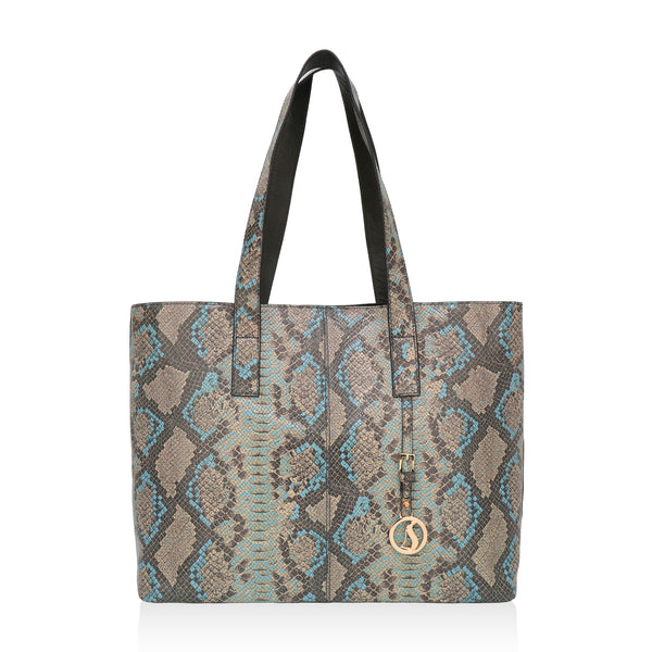 Wild Allure: Italian Leather Tote Bag (Blue)