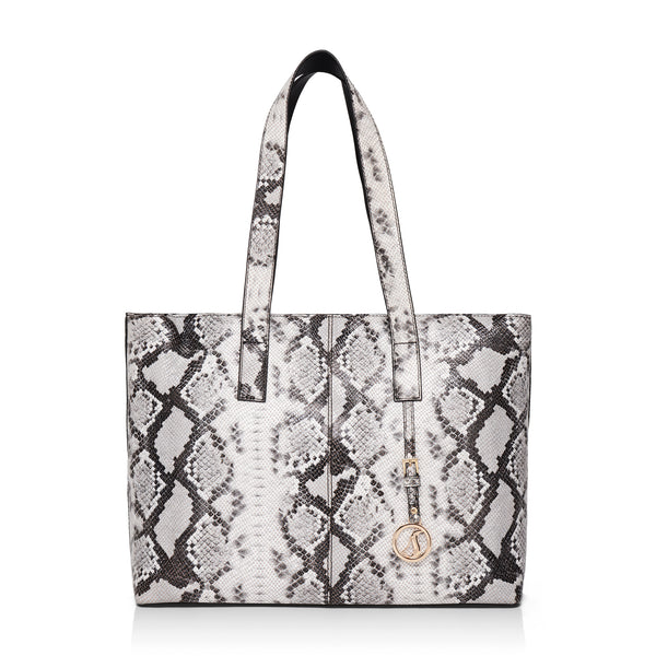Wild Allure: Italian Leather Tote Bag (Black and White)