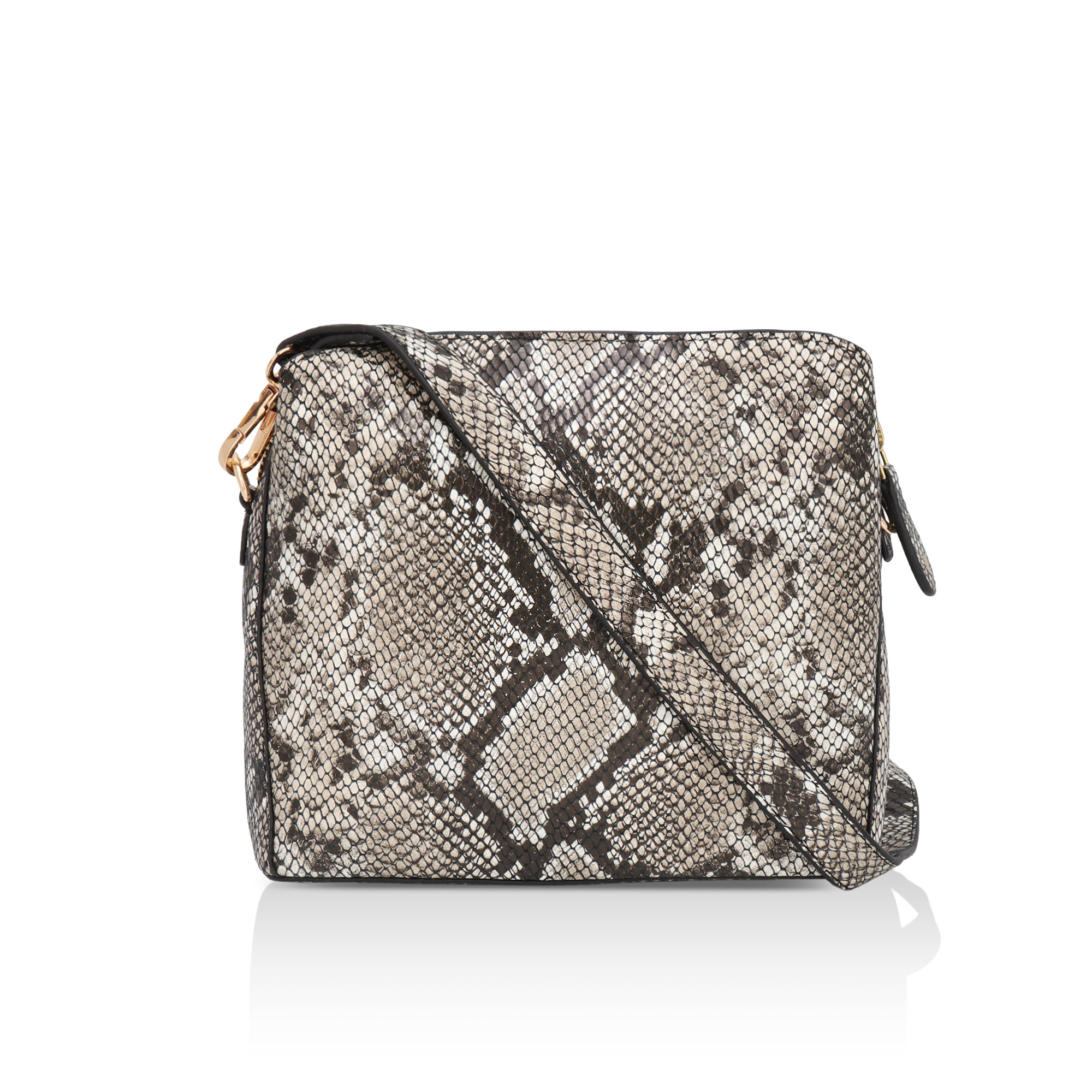 Savannah: Italian Leather Crossbody Bag (Grey)