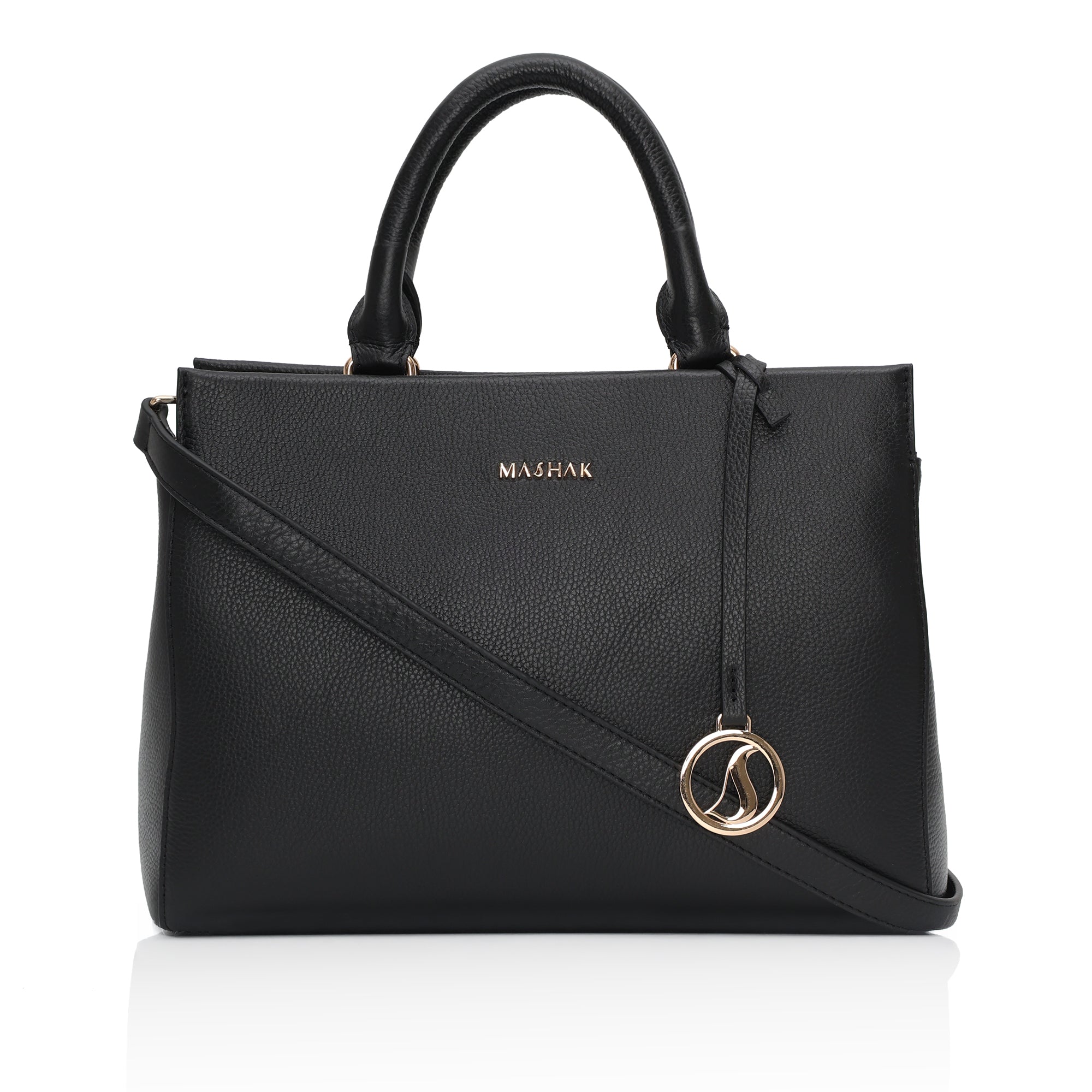 Imperio: Full Grain Pebbled Leather Handbag (Black)