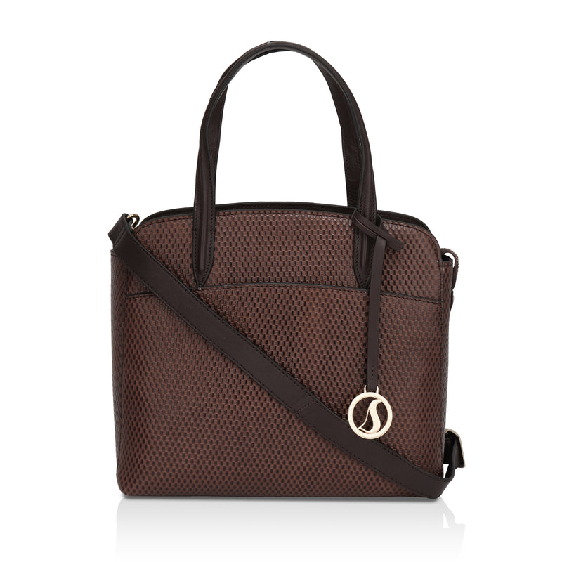 Opula: Scaled Leather Handbag (Brown)