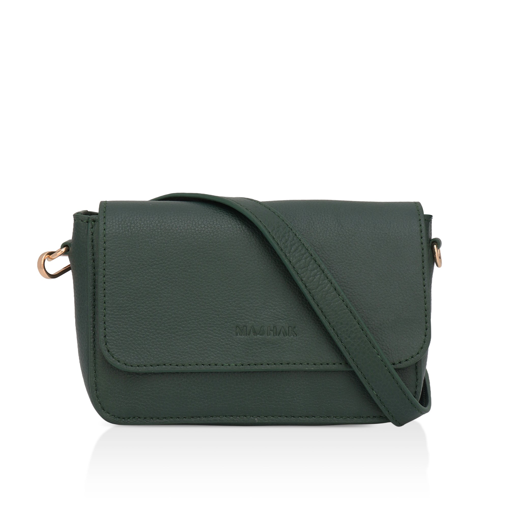 Eva : Pebbled Leather Crossbody Bag (Forest Green)