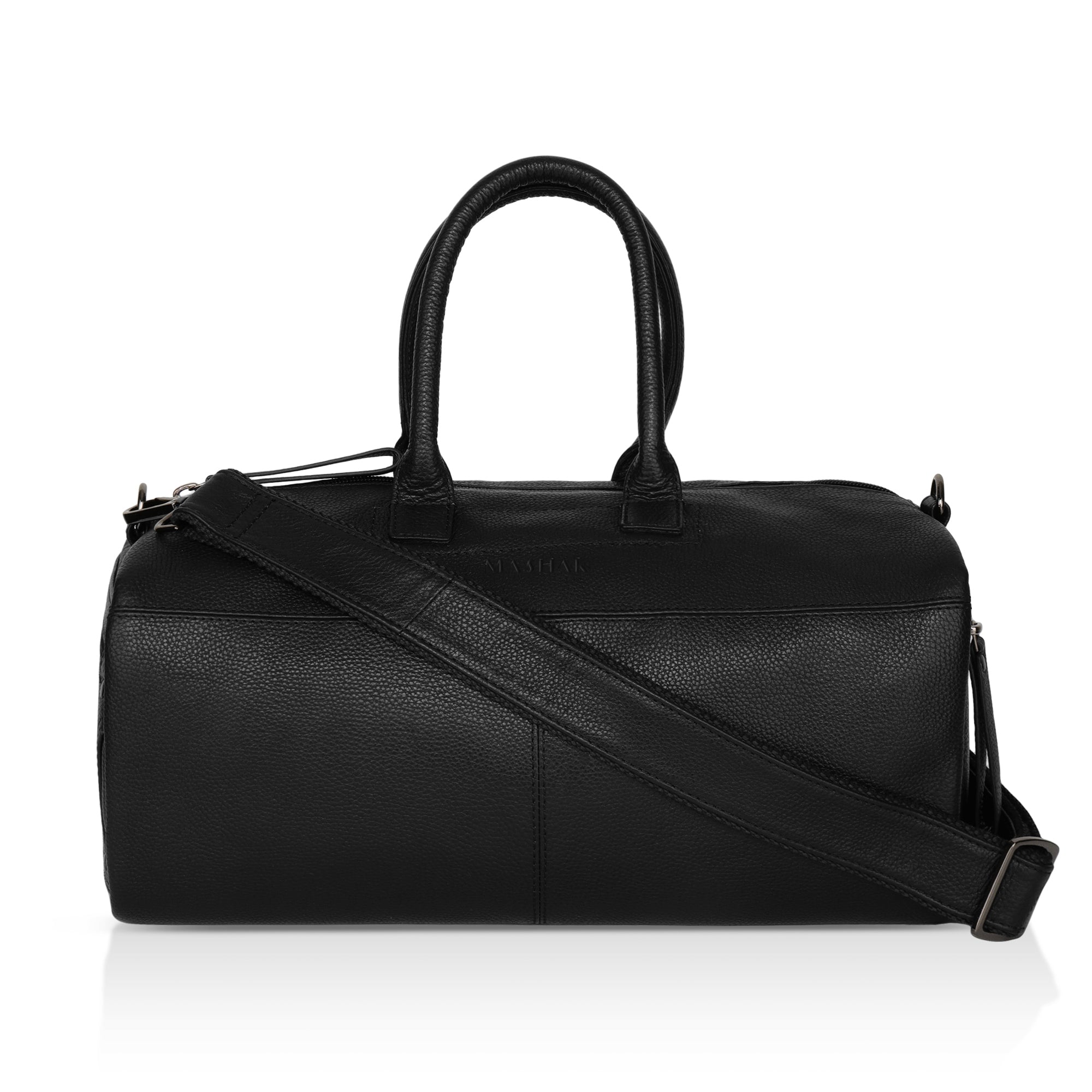 Zenith: Pebbled Leather Gym Duffel Bag (Black)