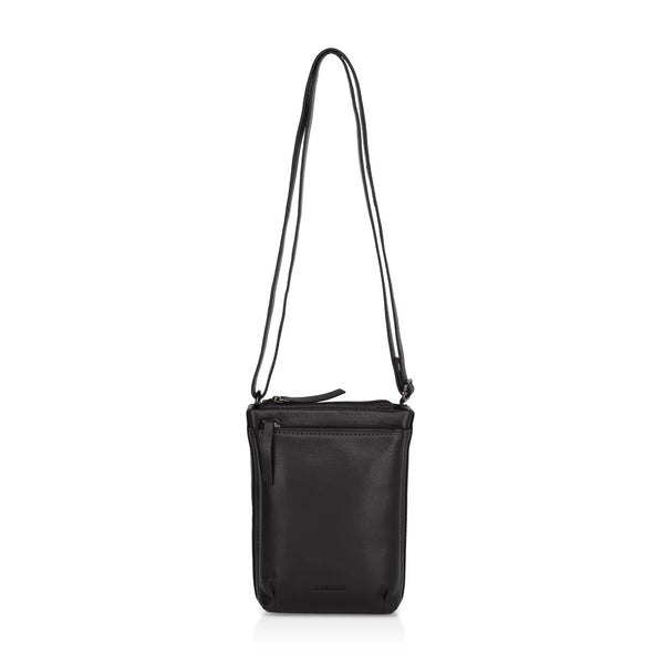 Sienna: Napa Leather Crossbody Bag (Black)