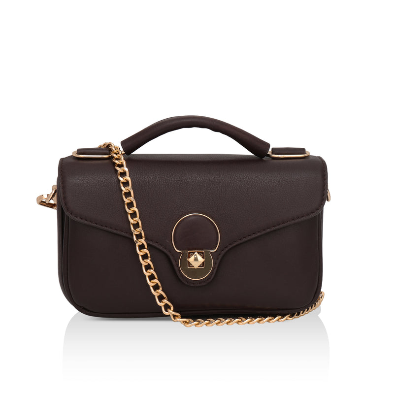 Terra: Pebbled Leather Cross Body Bag (Brown)