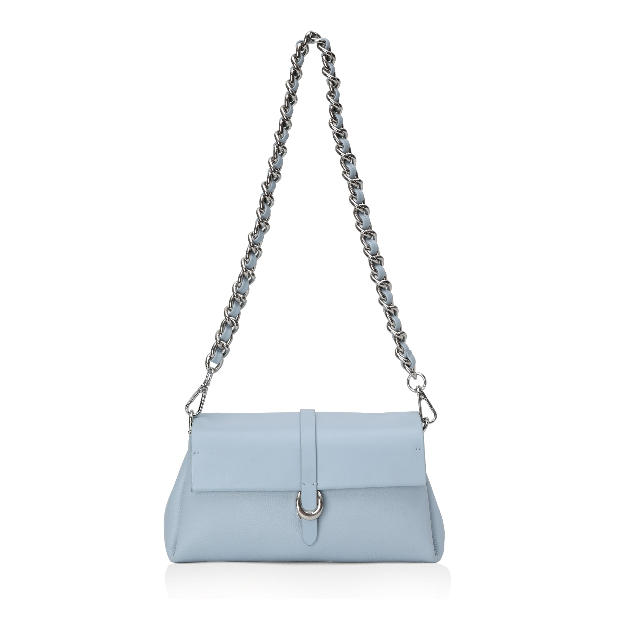 Aster : Pebbled Leather Shoulder Crossbody Bag (Sky Blue)