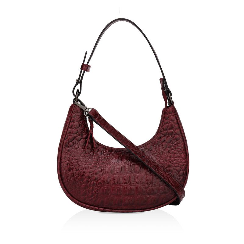 Dazzlo: Luxury Leather Shoulder Bag (Cherry Red)