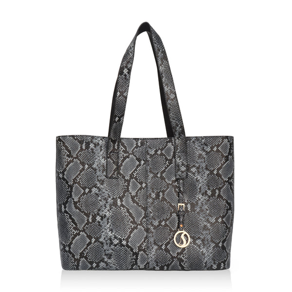 Wild Allure: Italian Leather Tote Bag (Black)1
