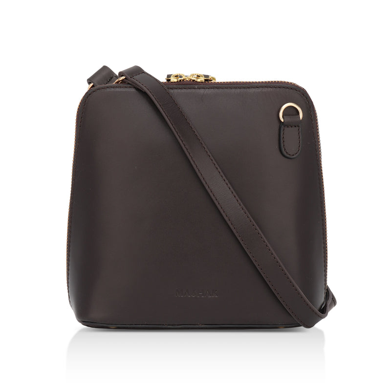 Luxeblend: Full Grain Leather Crossbody Bag (Brown)