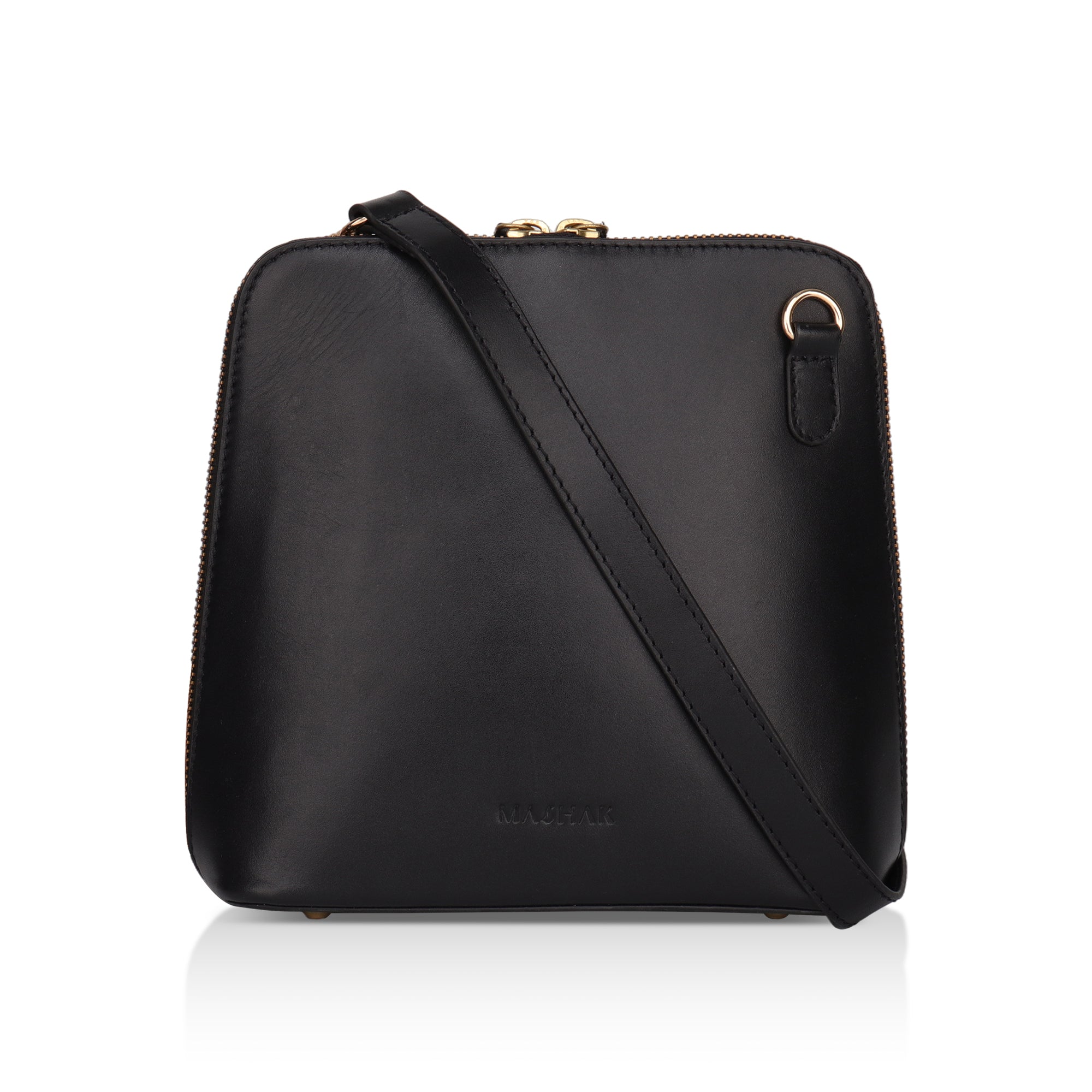 Luxeblend: Full Grain Leather Crossbody Bag (Black)