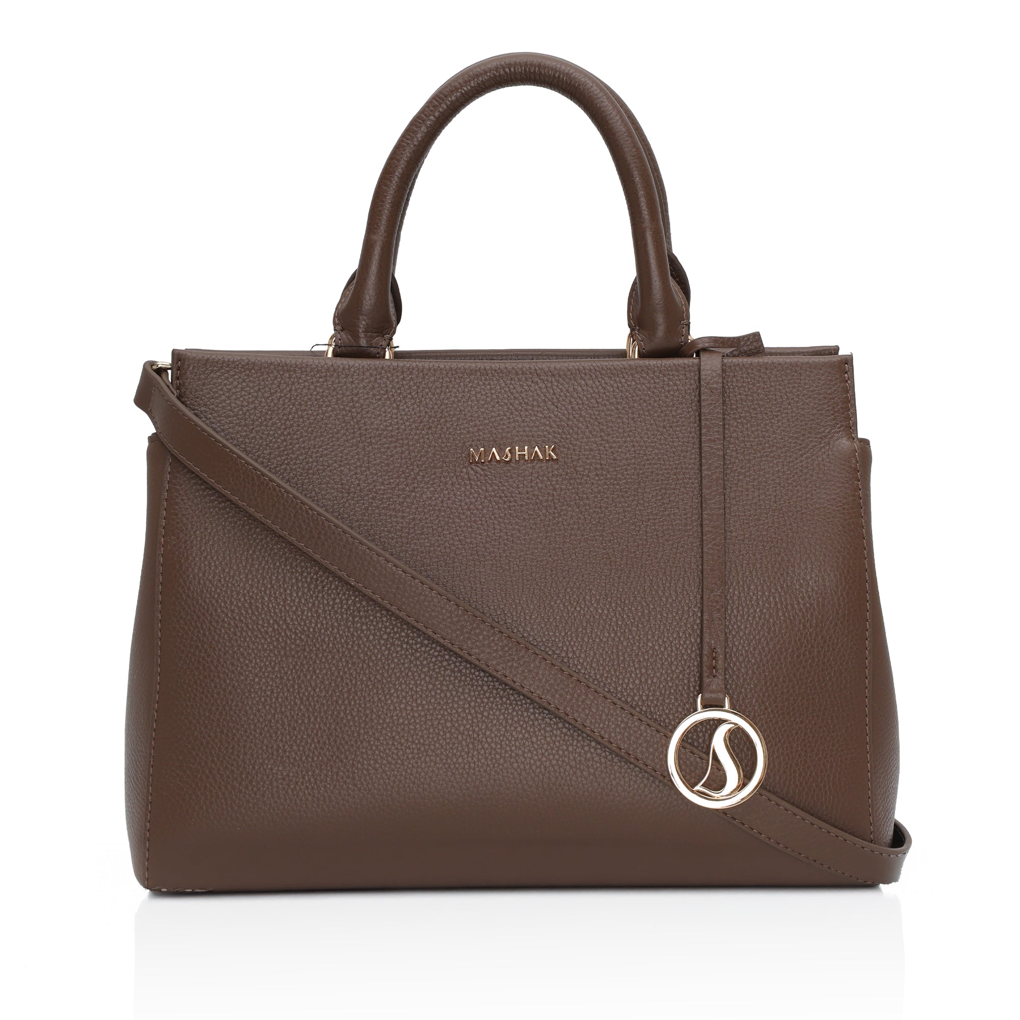 Imperio: Full Grain Pebbled Leather Handbag (Brown)