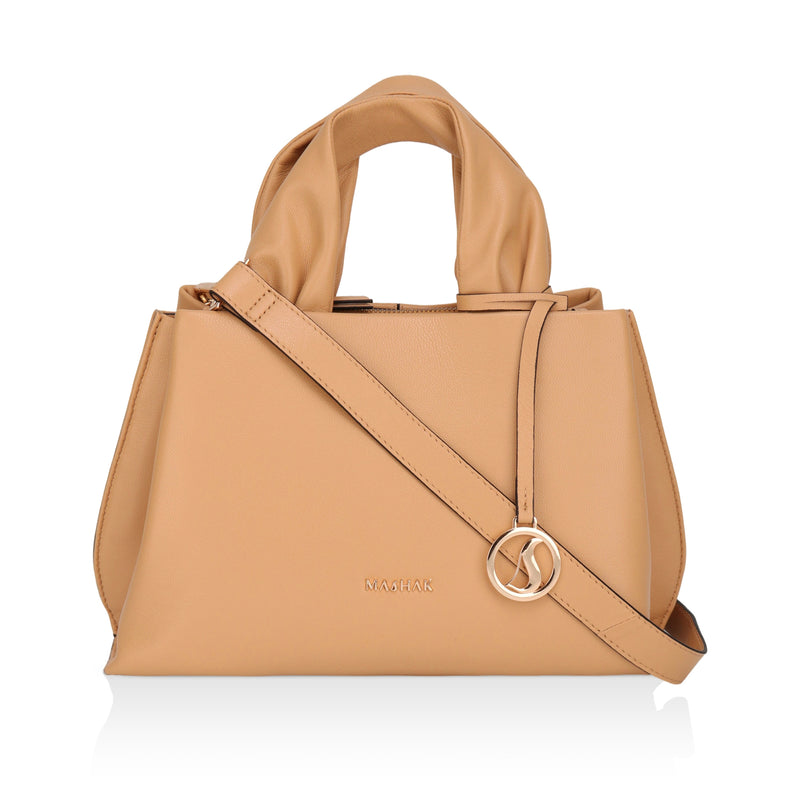 Mia : Napa Leather Handbag (Camel)