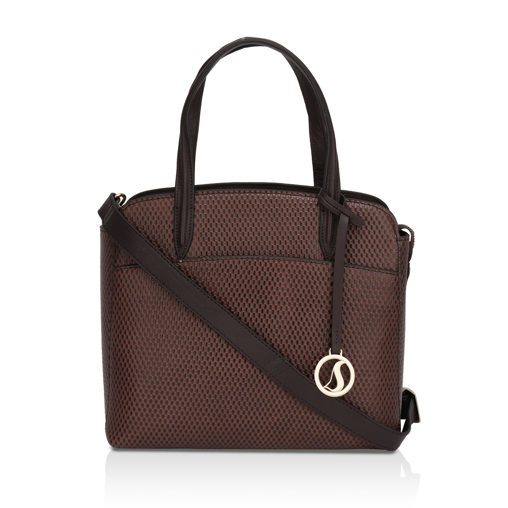 Opula: Scaled Leather Handbag (Brown)