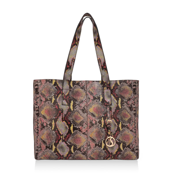 Wild Allure: Italian Leather Tote Bag (Multicolour)