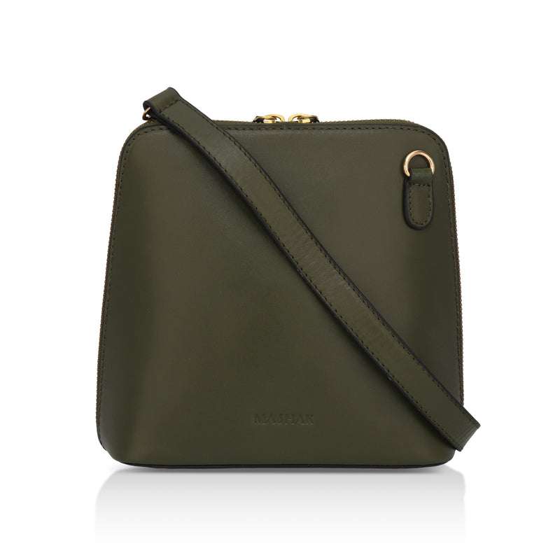 Luxeblend: Full Grain Leather Crossbody Bag (Olive)