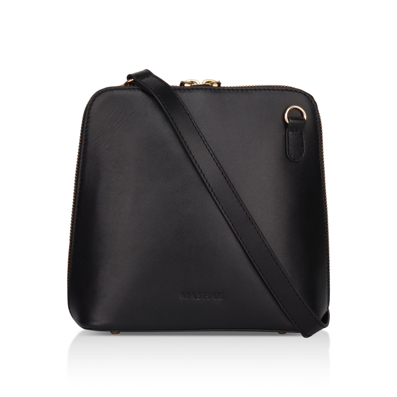 Luxeblend: Full Grain Leather Crossbody Bag (Black)