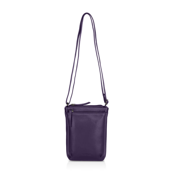 Sienna: Napa Leather Crossbody Bag (Purple)