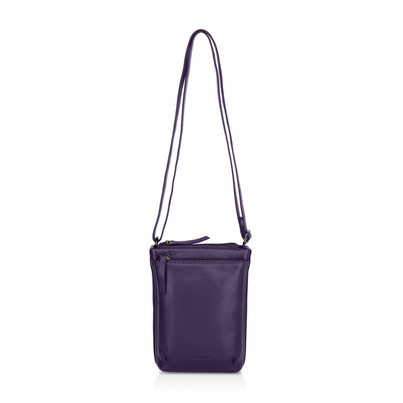 Sienna: Napa Leather Crossbody Bag (Purple)