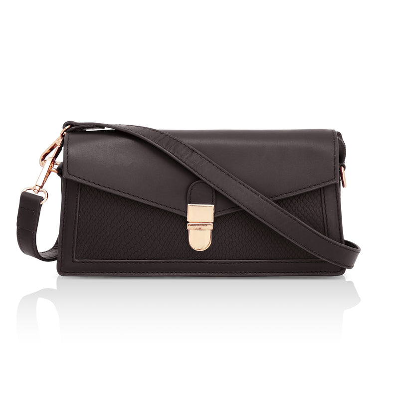 Vogue: Embossed Leather Shoulder Bag (Brown)