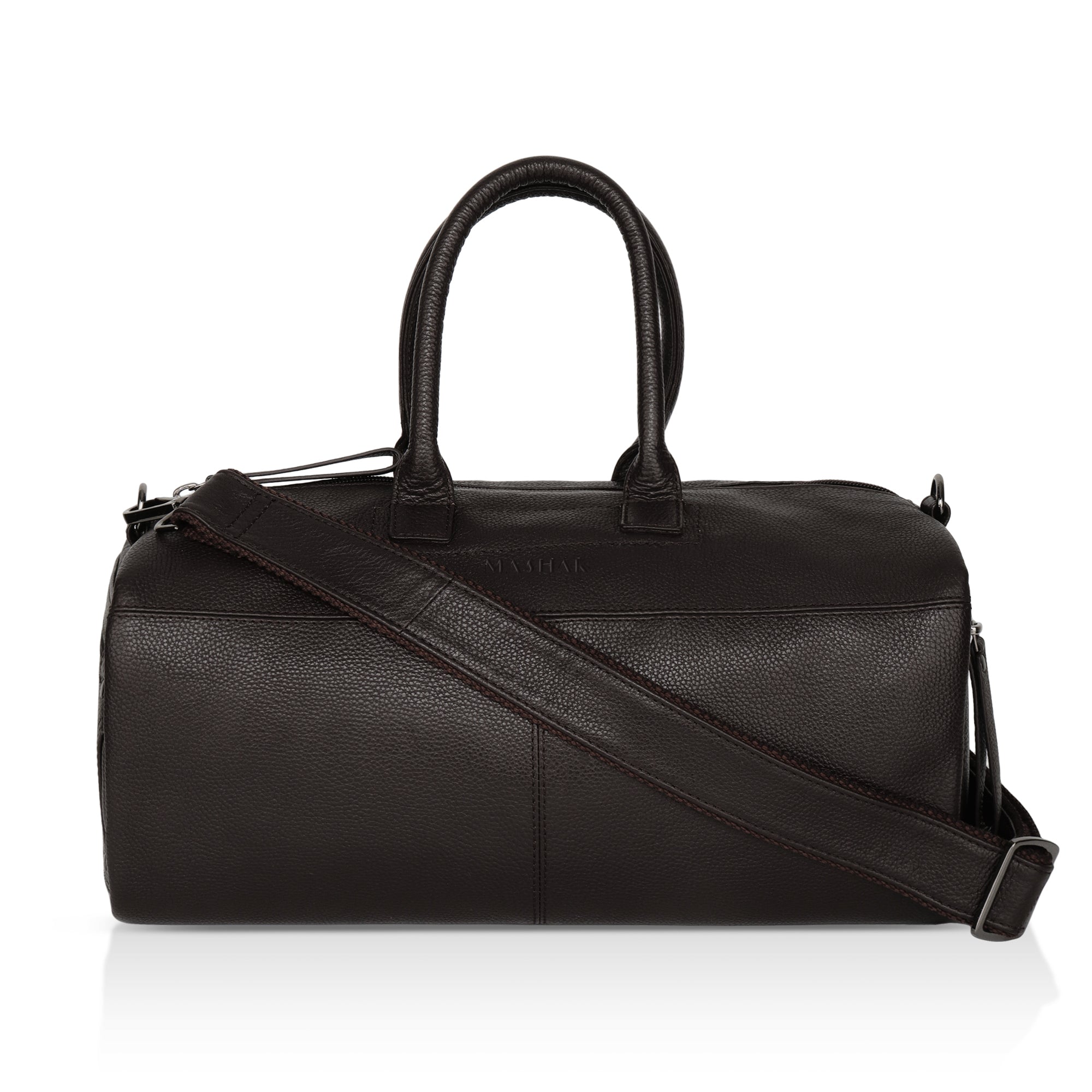 Zenith: Pebbled Leather Gym Duffel Bag (Brown)