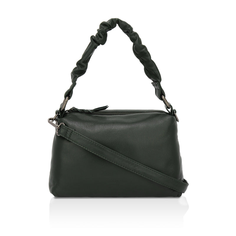 Verve: Napa Leather Crossbody Bag (Dark Green)