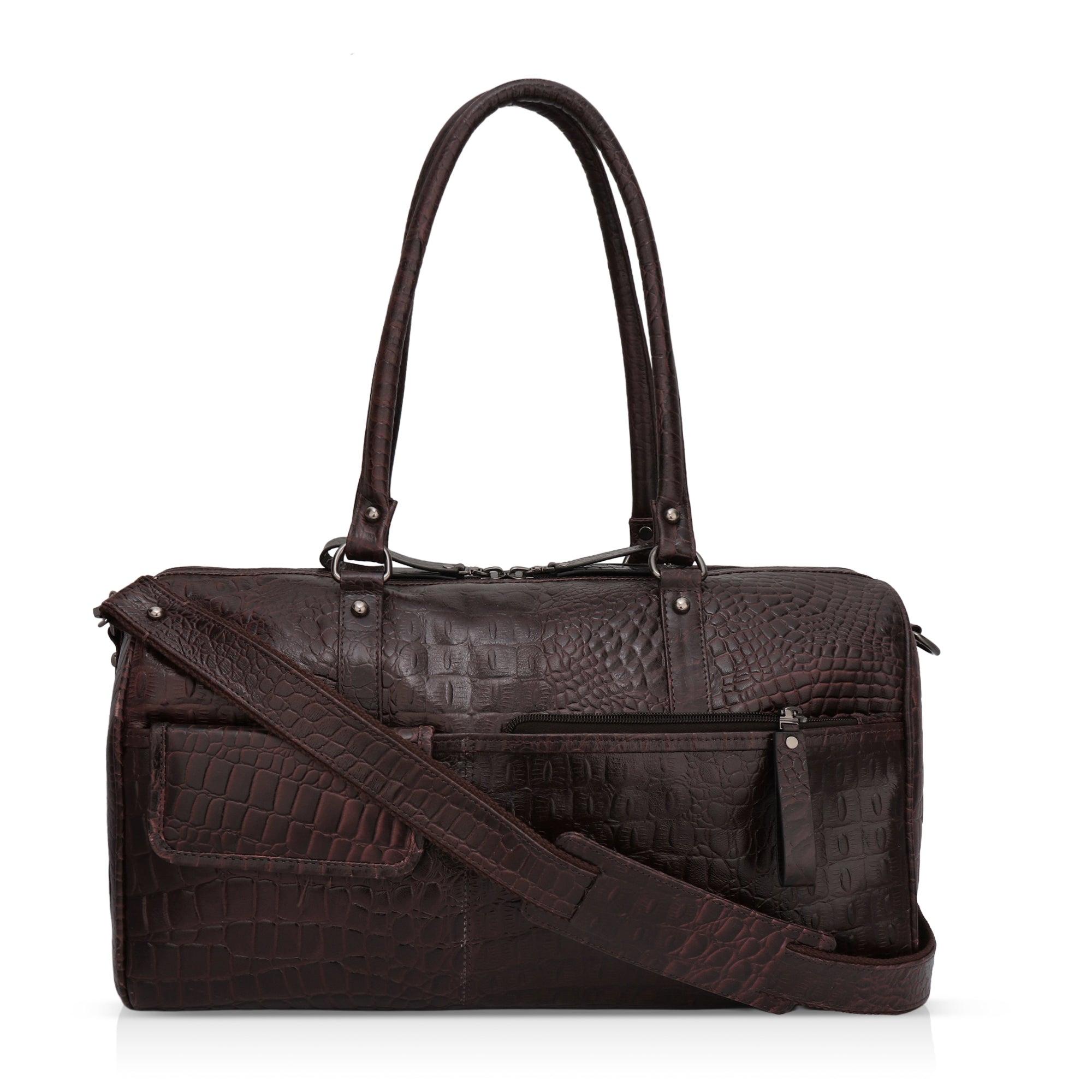 Elité: Luxury Leather Travel Duffel Bag (Brown)