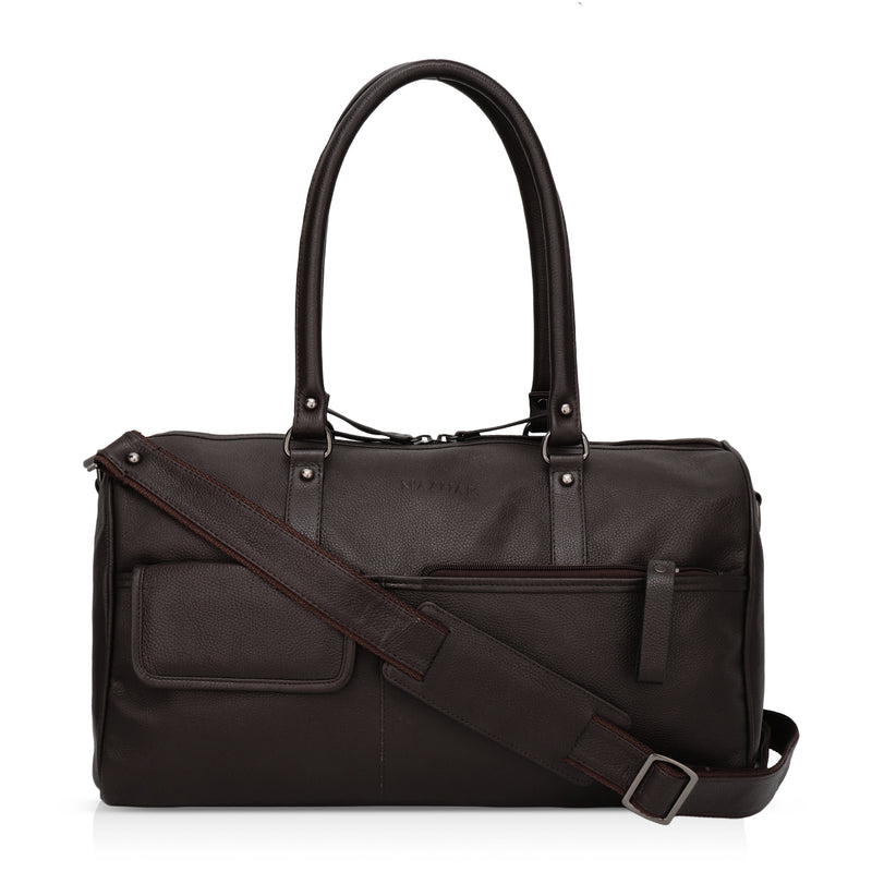Elité: Pebbled Leather Travel Duffel Bag (Brown)