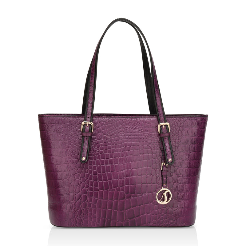 Alpha: Luxury Leather Office Tote (Purple)