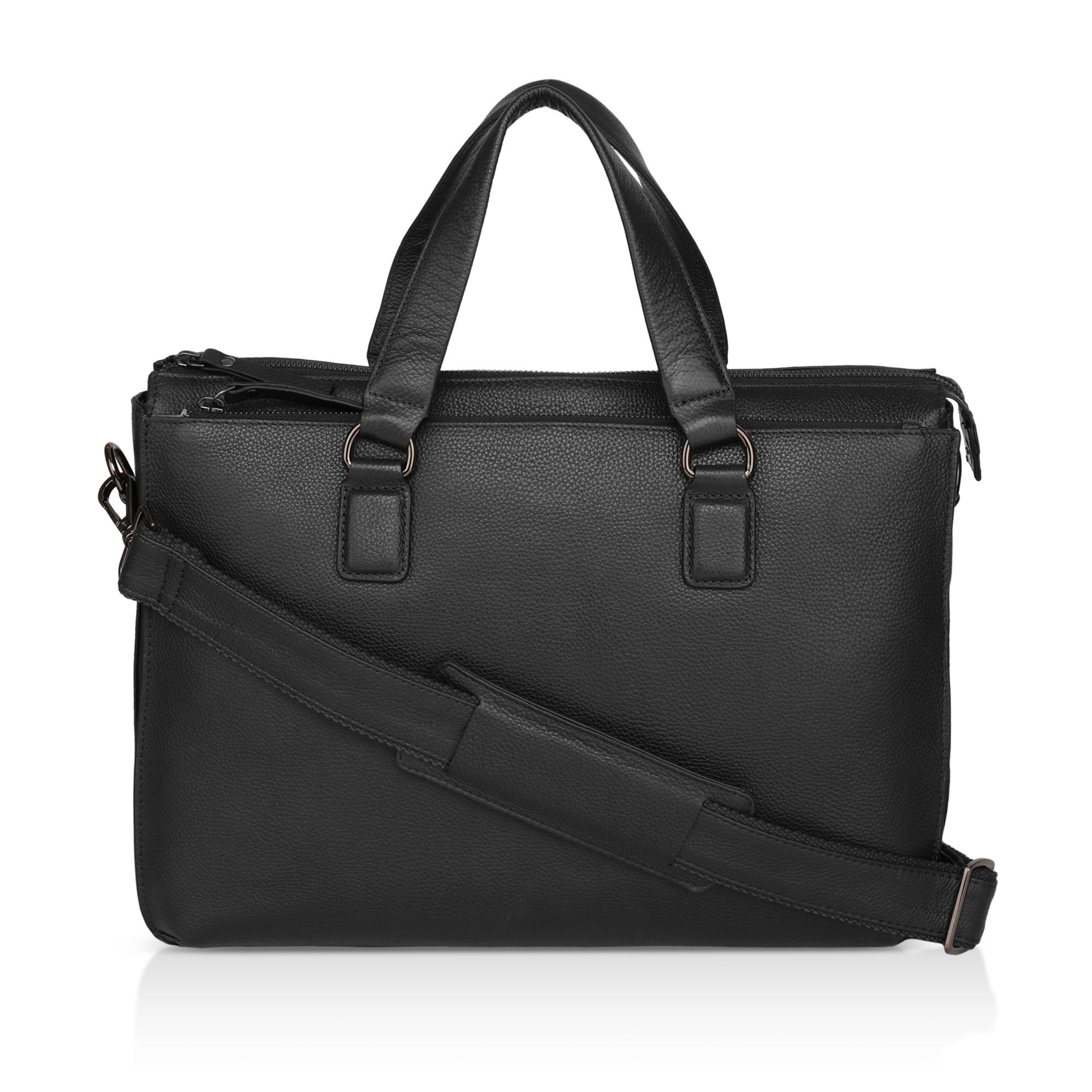 Nexa: Pebbled Leather Laptop Bag (Black)