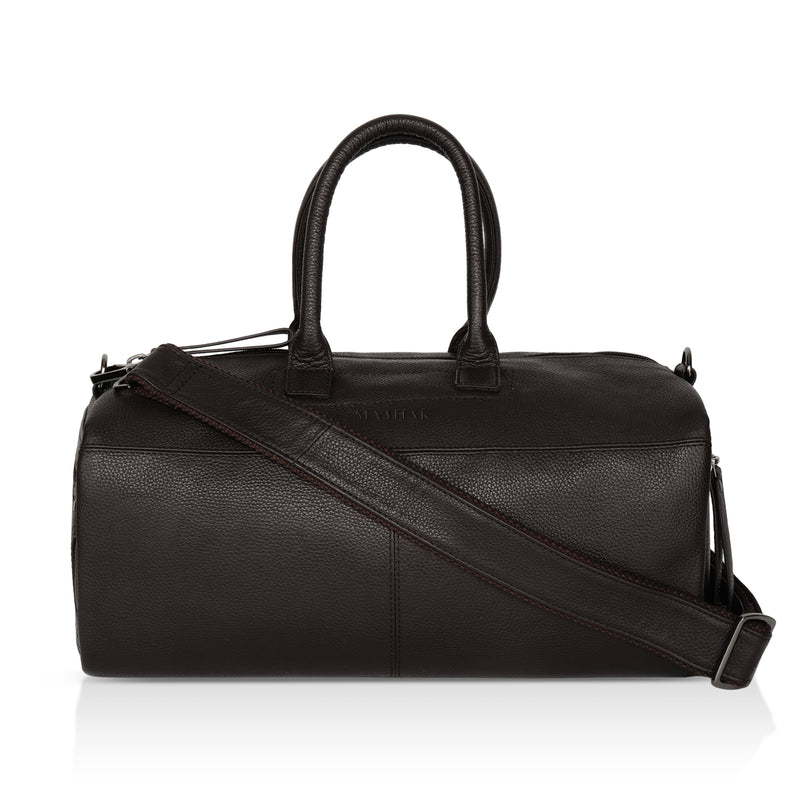 Zenith: Pebbled Leather Gym Duffel Bag (Brown)