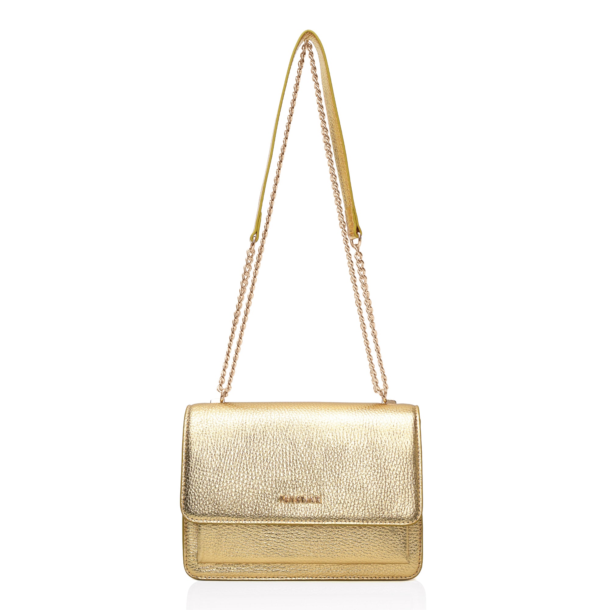 Lustra: Metallic Leather Shoulder Bag (Classic Gold)