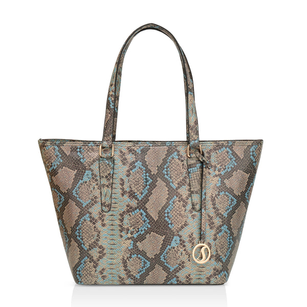 Pinnacle: Italian Leather Laptop Tote Bag (Blue)
