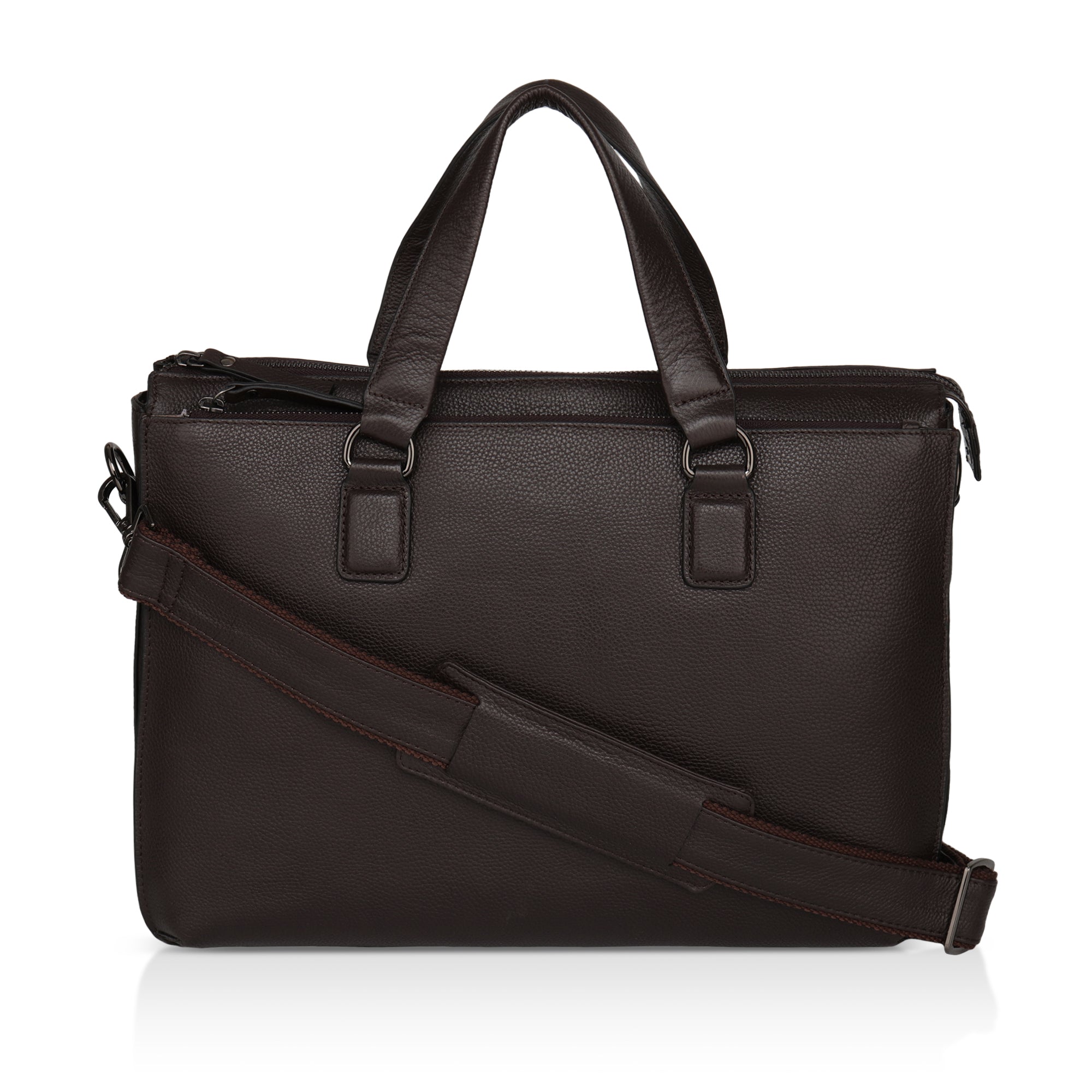 Nexa: Pebbled Leather Laptop Bag (Brown)