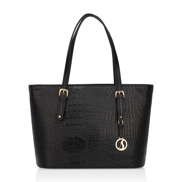 Alpha: Luxury Leather Office Tote (Black)