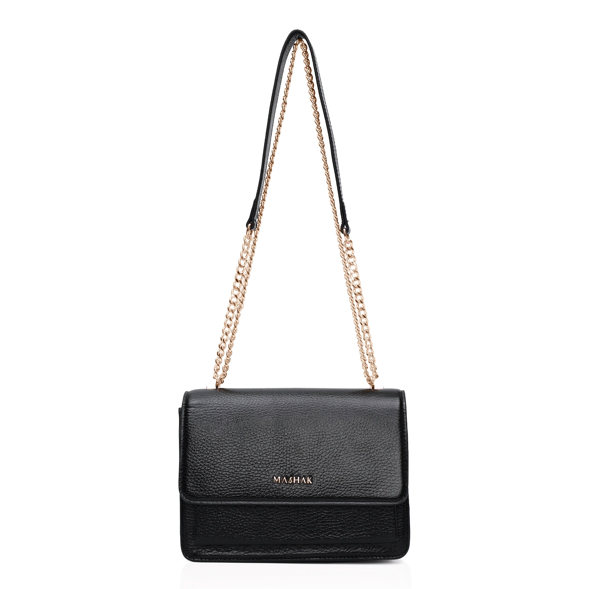 Lustra: Metallic Leather Shoulder Bag (Black)