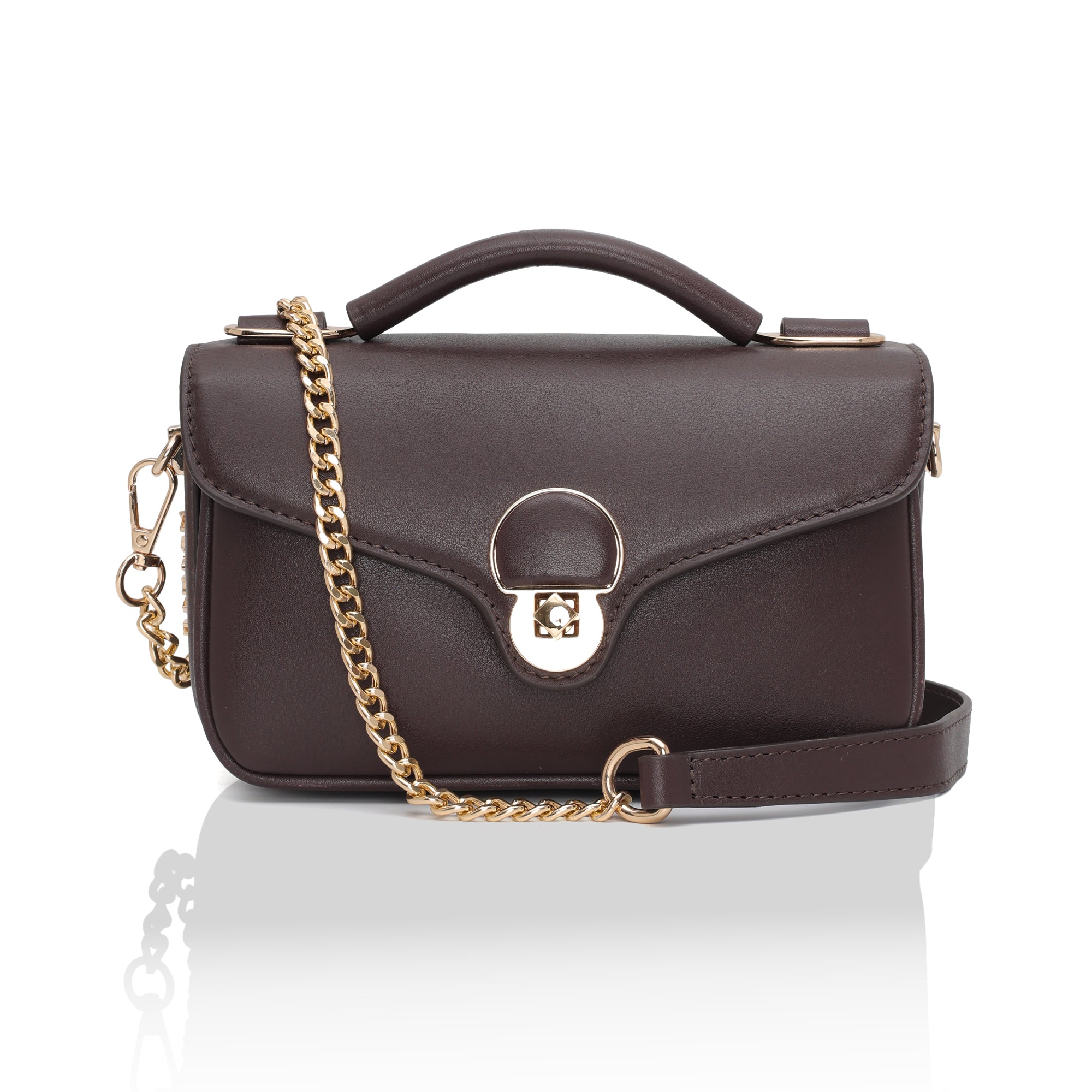 Terra : Napa leather Crossbody Bag (Brown)