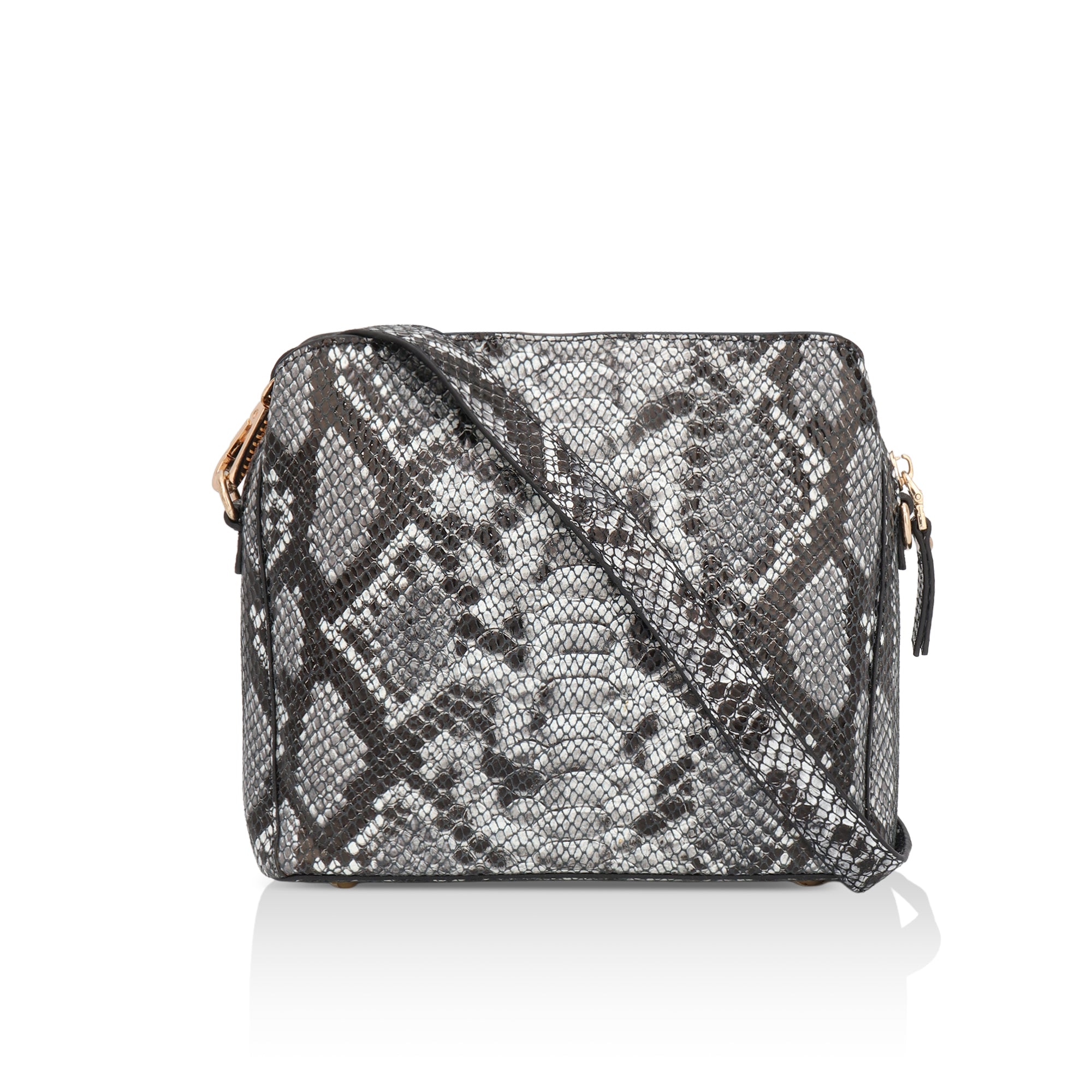 Savannah: Italian Leather Crossbody Bag (Black)